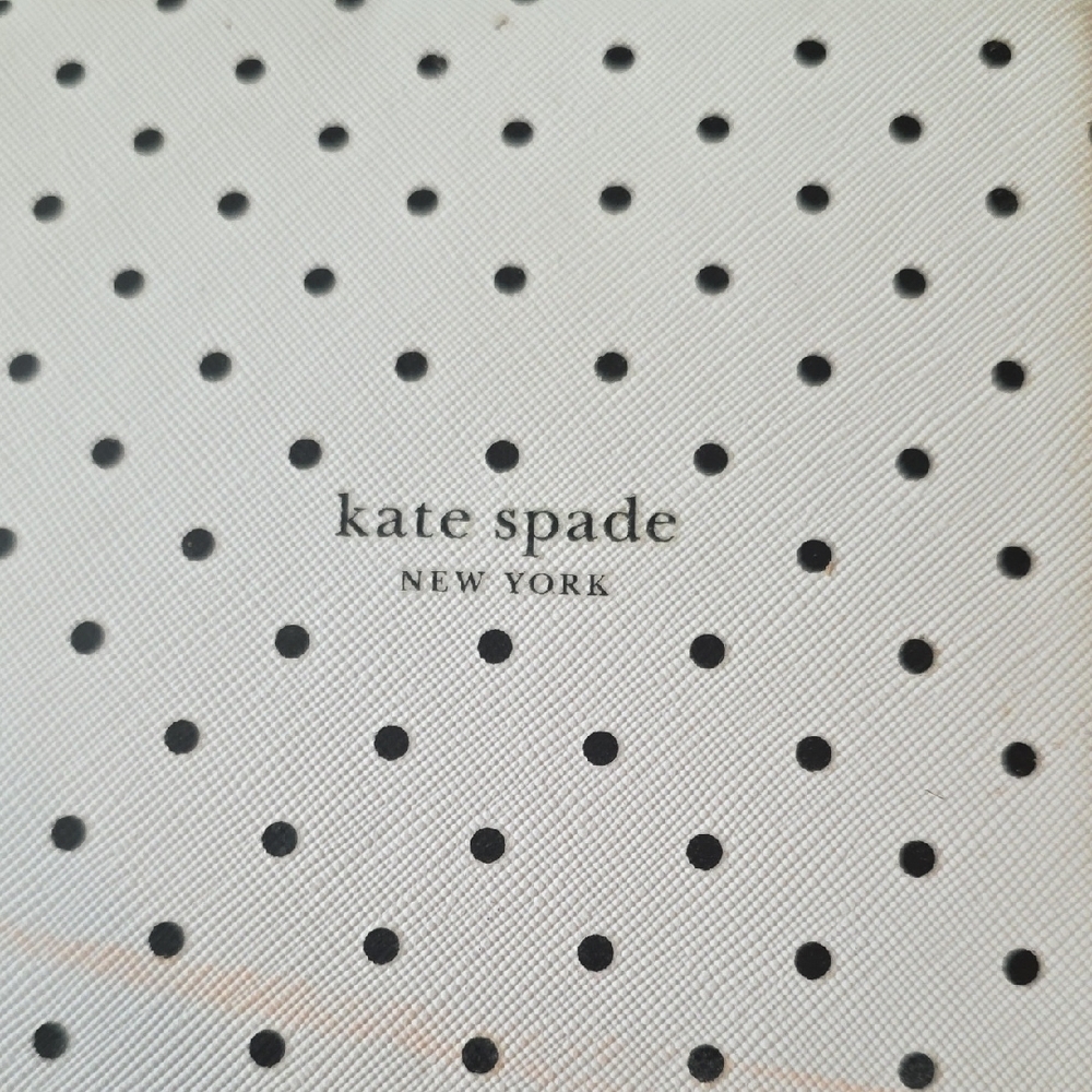 kate spade White Polka Dot Leatherette Tray with Pink & Green Monogram K - Picture 2 of 4